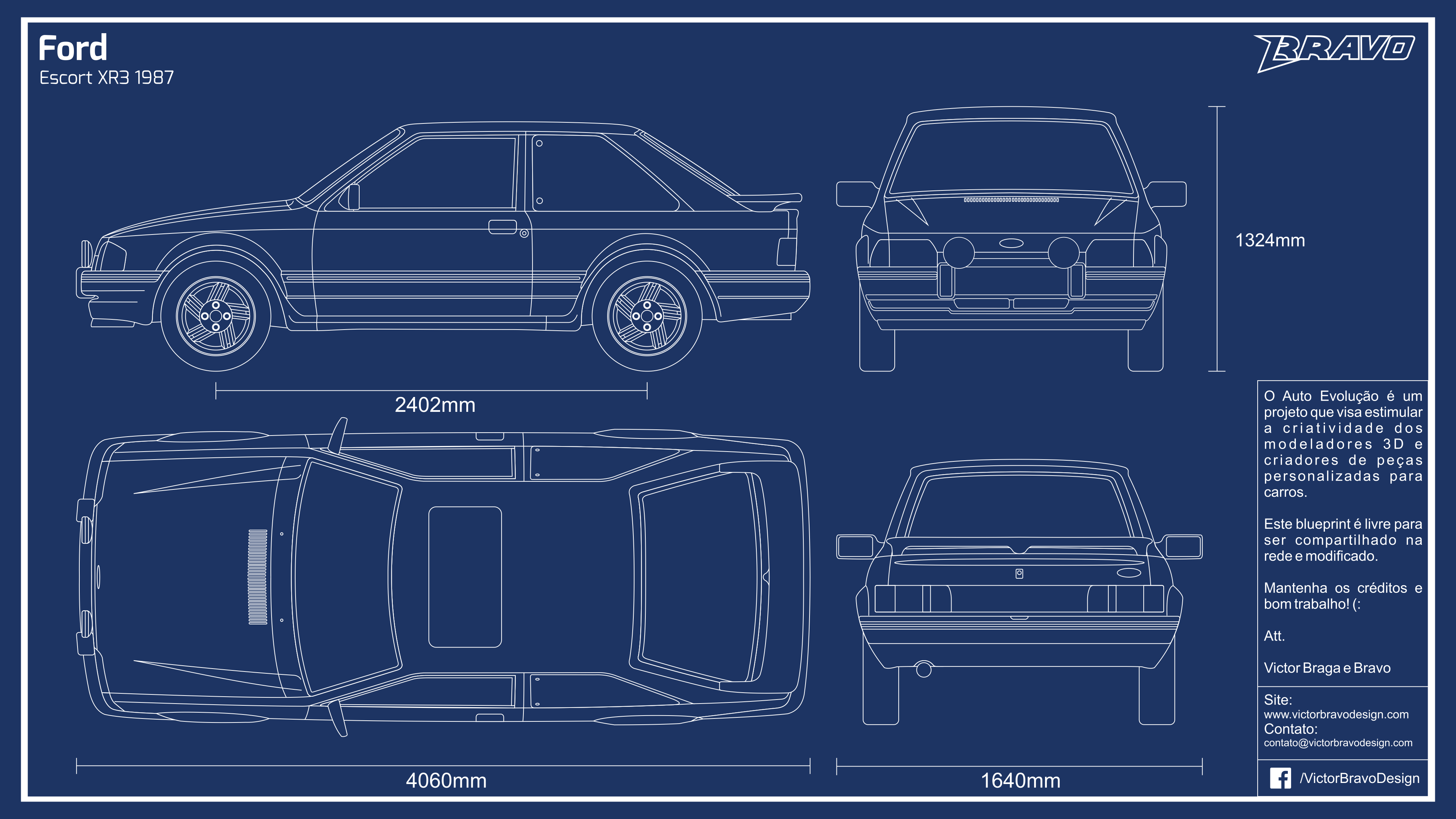 Blueprint Ford Escort Xr3 1987 By Victorbravodesign On Deviantart