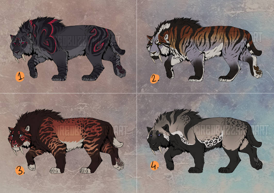 Sabertooth designs 1 - Available on Ko-Fi! by RedbuzzarddArt on DeviantArt