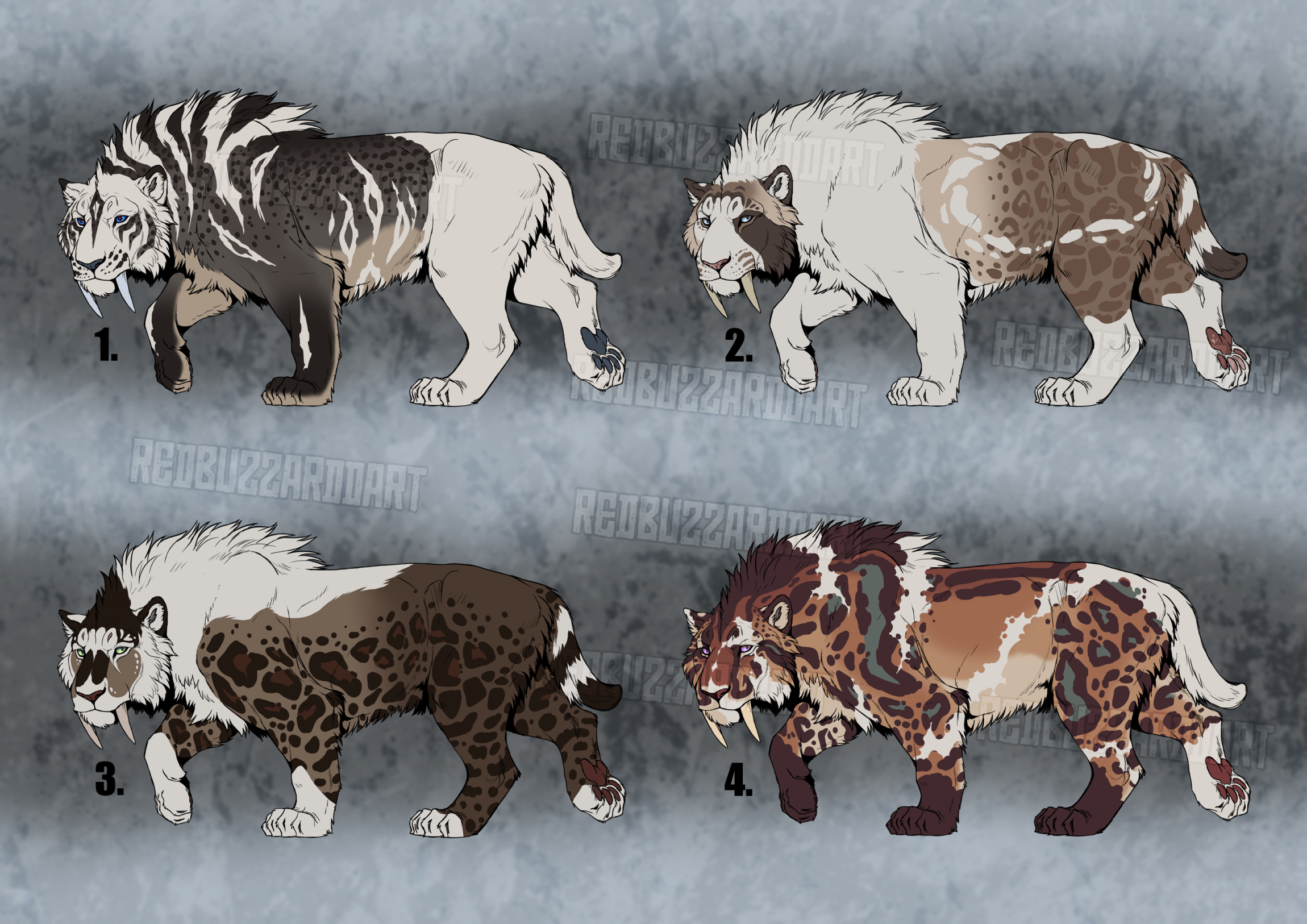 Grumpy Sabertooth Sabertooth Designs 3 - Available on Ko-Fi by RedbuzzarddArt on DeviantArt