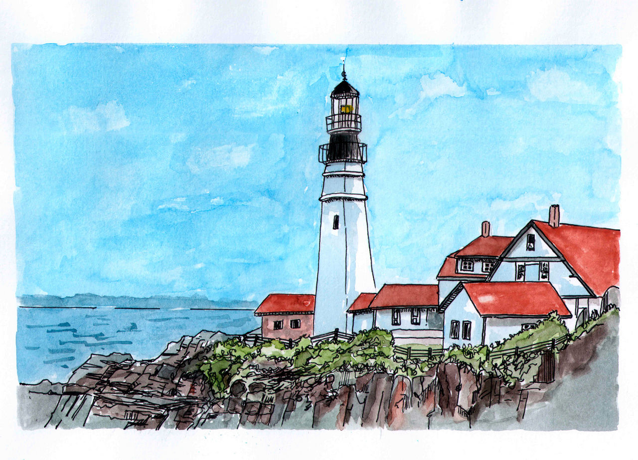 Lighthouse In Ink + Watercolor By Rapinoinfeliz On Deviantart