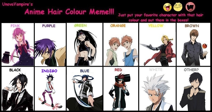 Anime Hair Color Meme by devil-licious on DeviantArt