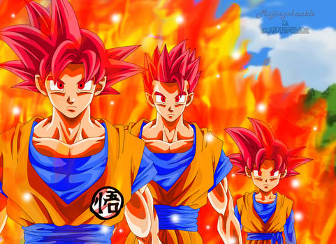  Goku, Gohan y Goten ssj Dios by Majingokuable on DeviantArt