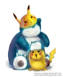 Pikachu and Snorlax