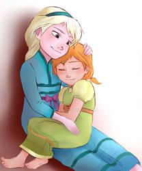 Elsa and Anna as kids