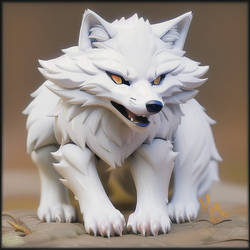 AI art : white Foxwolf animal