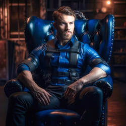 Leather #4 - Man in a Blue Leather Shirt