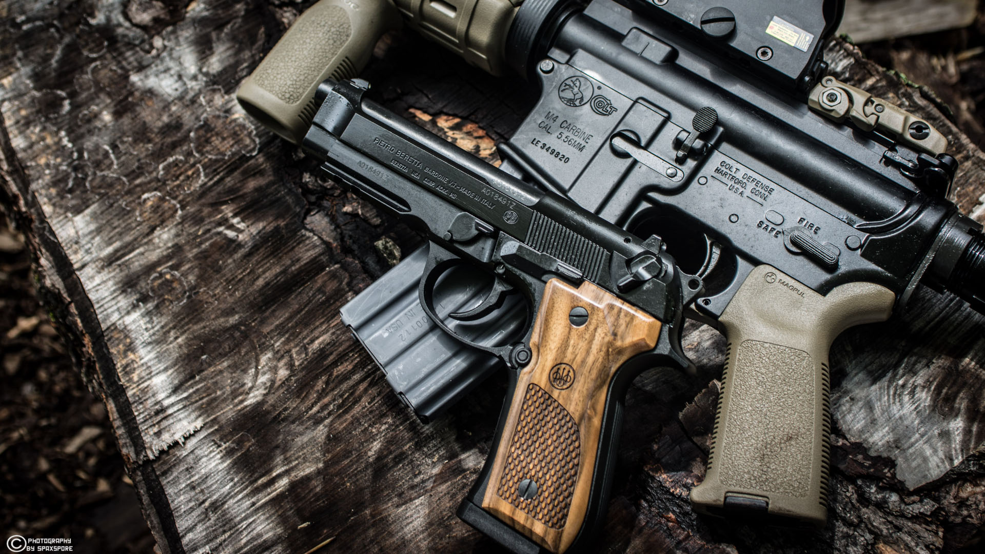 colt m4 and beretta 92 wallpaper by