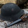 Swiss m1918 Helmet and Bayonet with Fog