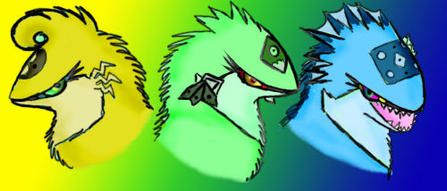 Elemental Raptors Trio'd Elemental Raptors by Rindiny on DeviantArt