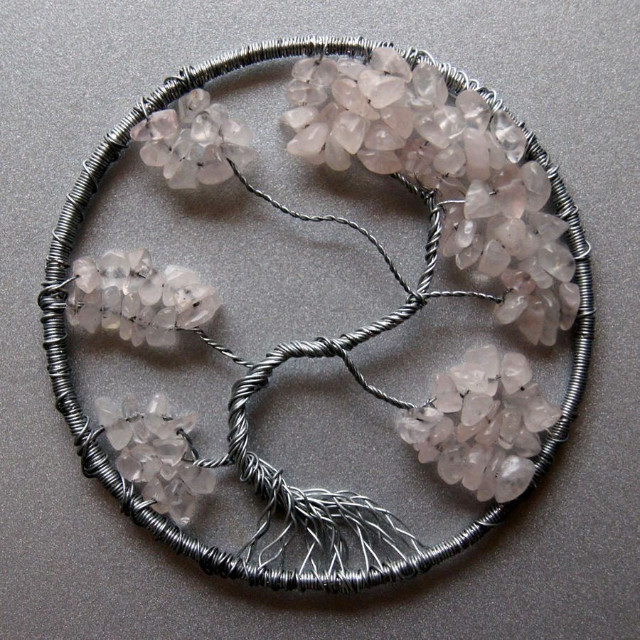 Rose Quartz and Silver Tree of Life pendant