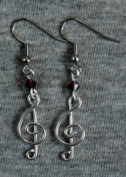 Silver and Purple Treble Clef Earrings