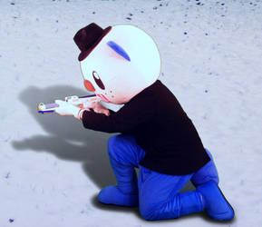 Oshawott Noire 'Snow Sniping' (Fursuiting Photo)