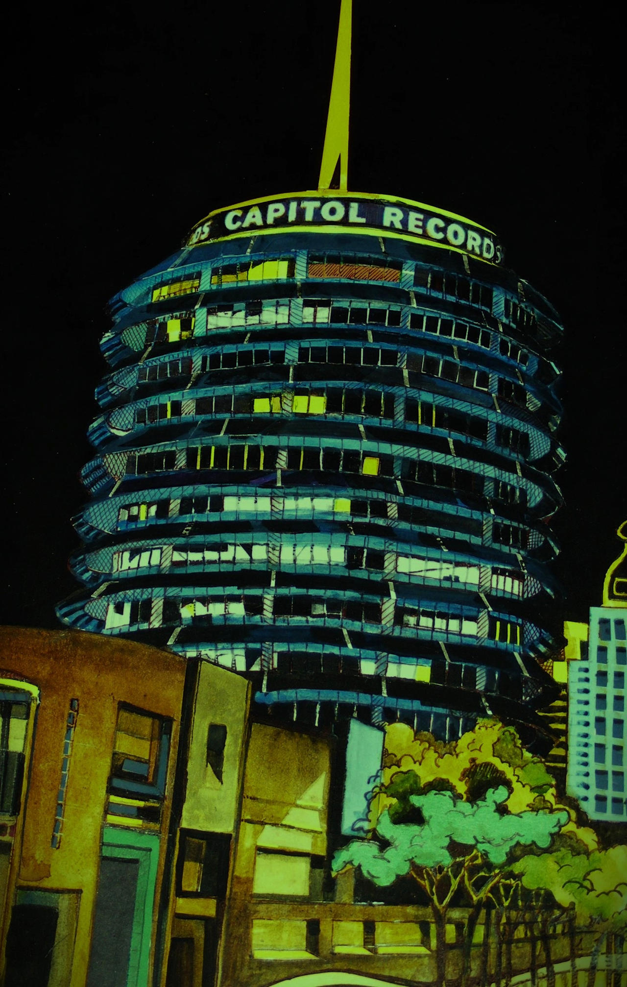 Capitol Records Building at Night by DiamondCutter423 on DeviantArt
