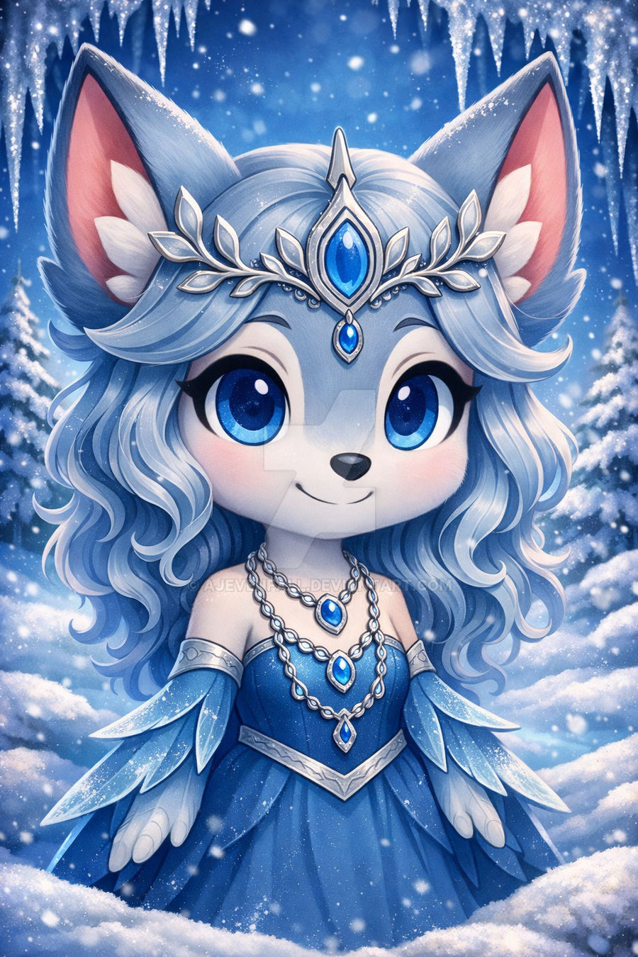 Chibi Arctic Fox Princess (AI) by AJEvenfall on DeviantArt