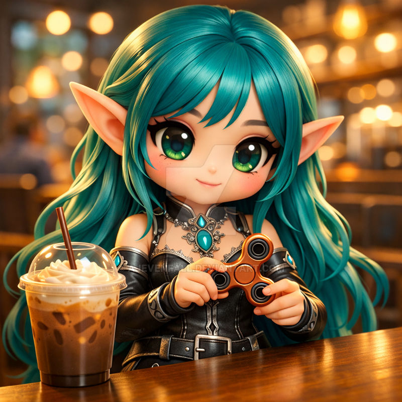 Elixir Elf Chibi Elf with Fidget Spinner (AI) by AJEvenfall on DeviantArt