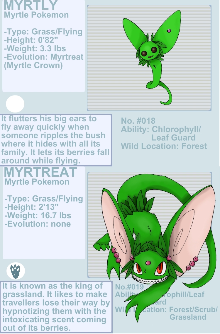 Myrtly and Myrtreat fakemon