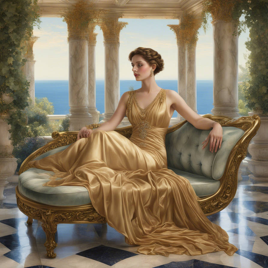 A young woman reclines on a chaise lounge covered by Siddhi009 on ...