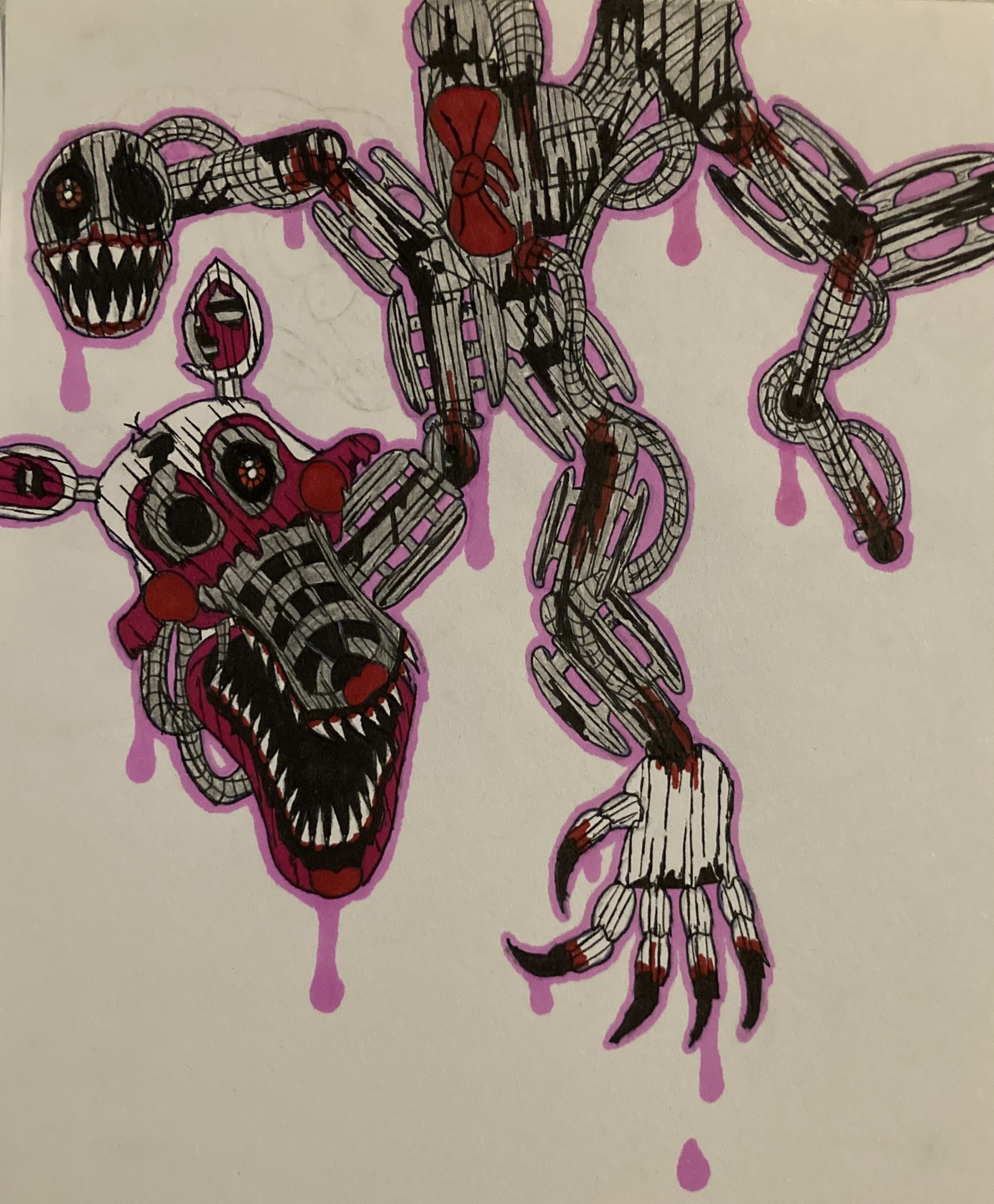 ♥ How to draw Nightmare mangle FNAF 4 Halloween edition 