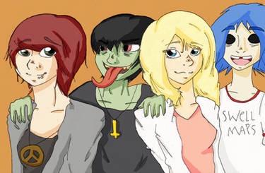 Hikarulein and Karoulein+Murdoc and 2D