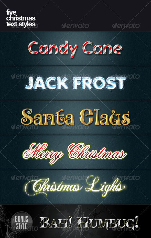 5 christmas text styles by