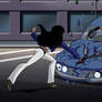 Diana smashing a car