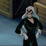 Black cat pleased with her work