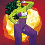 She Hulk posing after smashing the wall