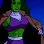 She Hulk taking off her coat