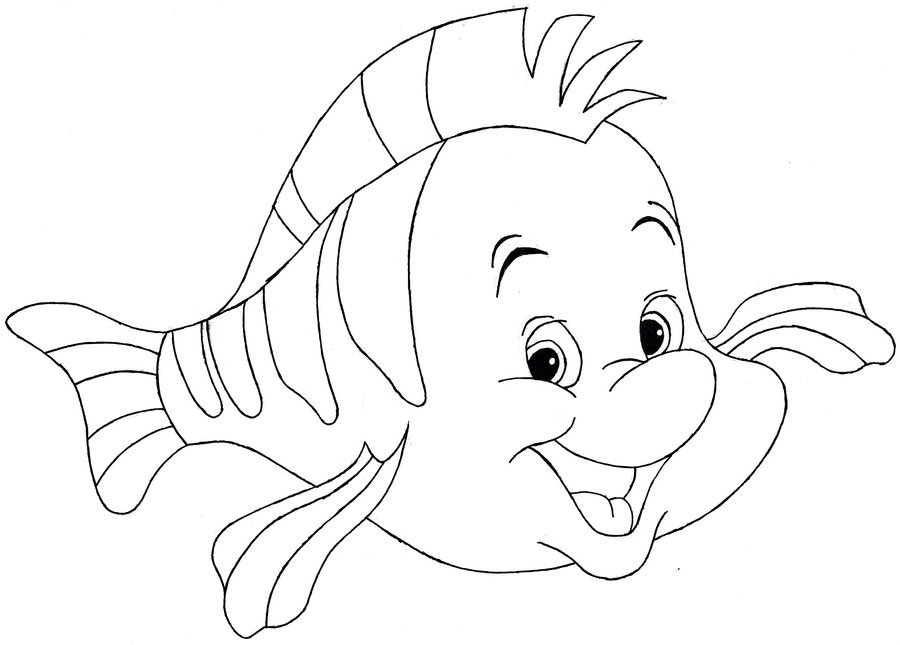 Flounder Disneys The Little Mermaid Line Art By Raptoruos Knight