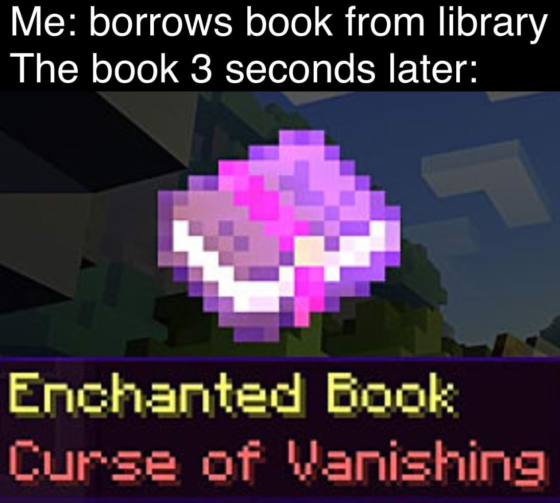 Curse of Vanishing, r/MinecraftMemes, Minecraft