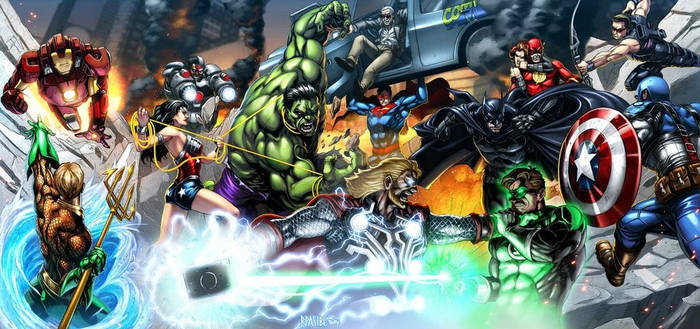 JUSTICE LEAGUE vs AVENGERS (colored)