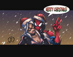Merry Christmas from spidey and black cat by JoeyVazquez