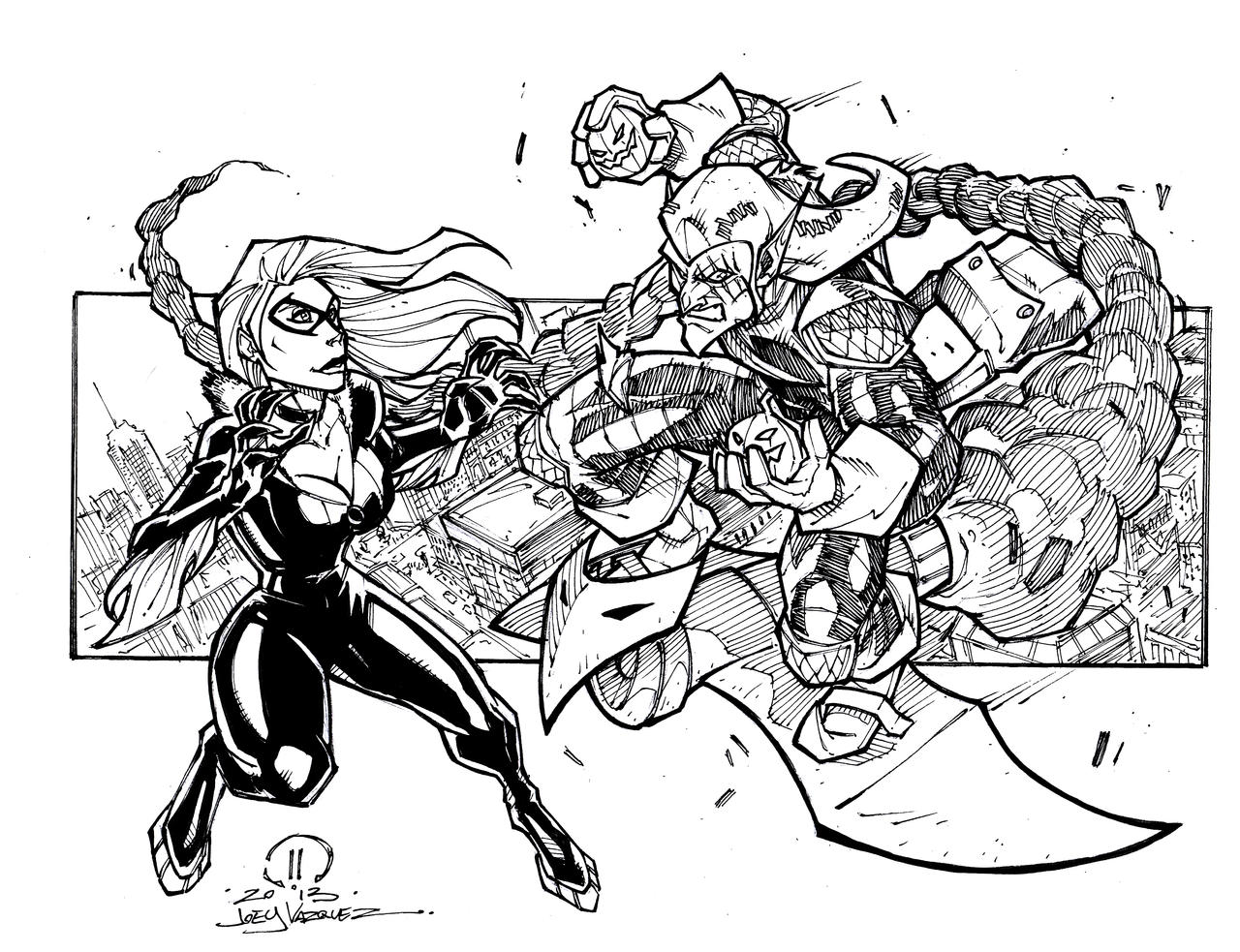 Black Cat vs Green Goblin sketch