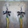 Brown Green Fur n Bow earrings