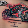realistic motocycle honda tattoo