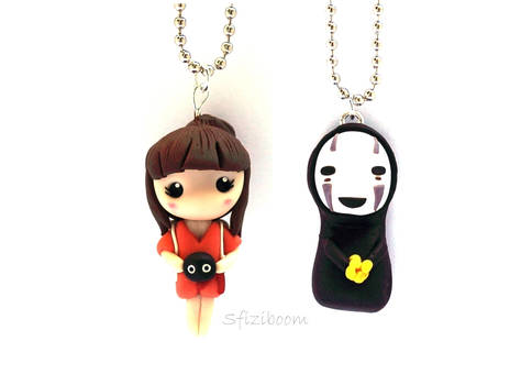 Chihiro and NO-Face pendants, Spirited Away by Sfiziboom