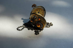 Victorian Honey Steampunk Clock Gears Necklace