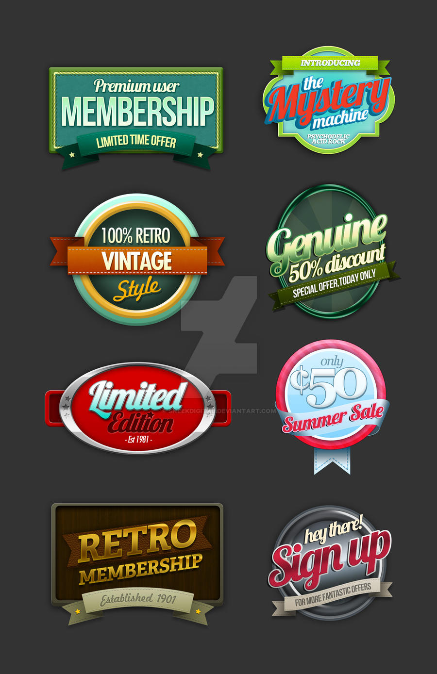 8 Retro Vintage badges 2