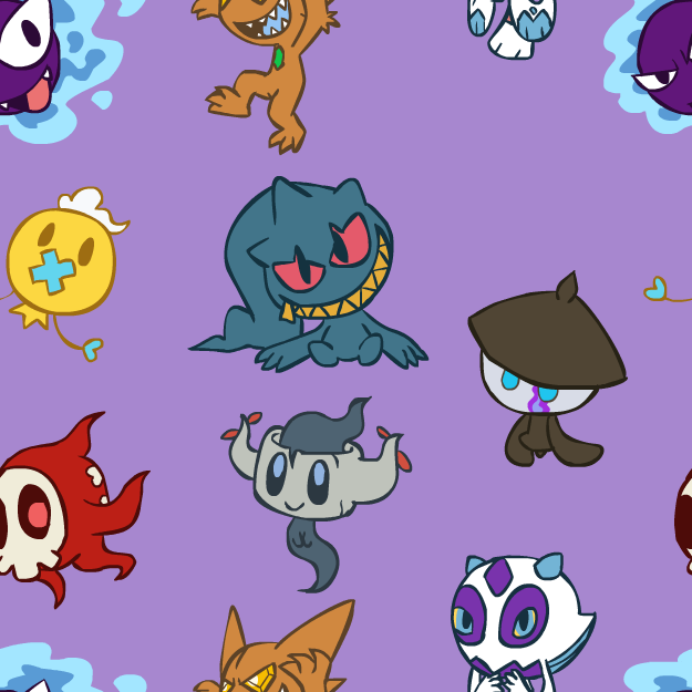 Shiny Chibi Ghost Pokemon BG