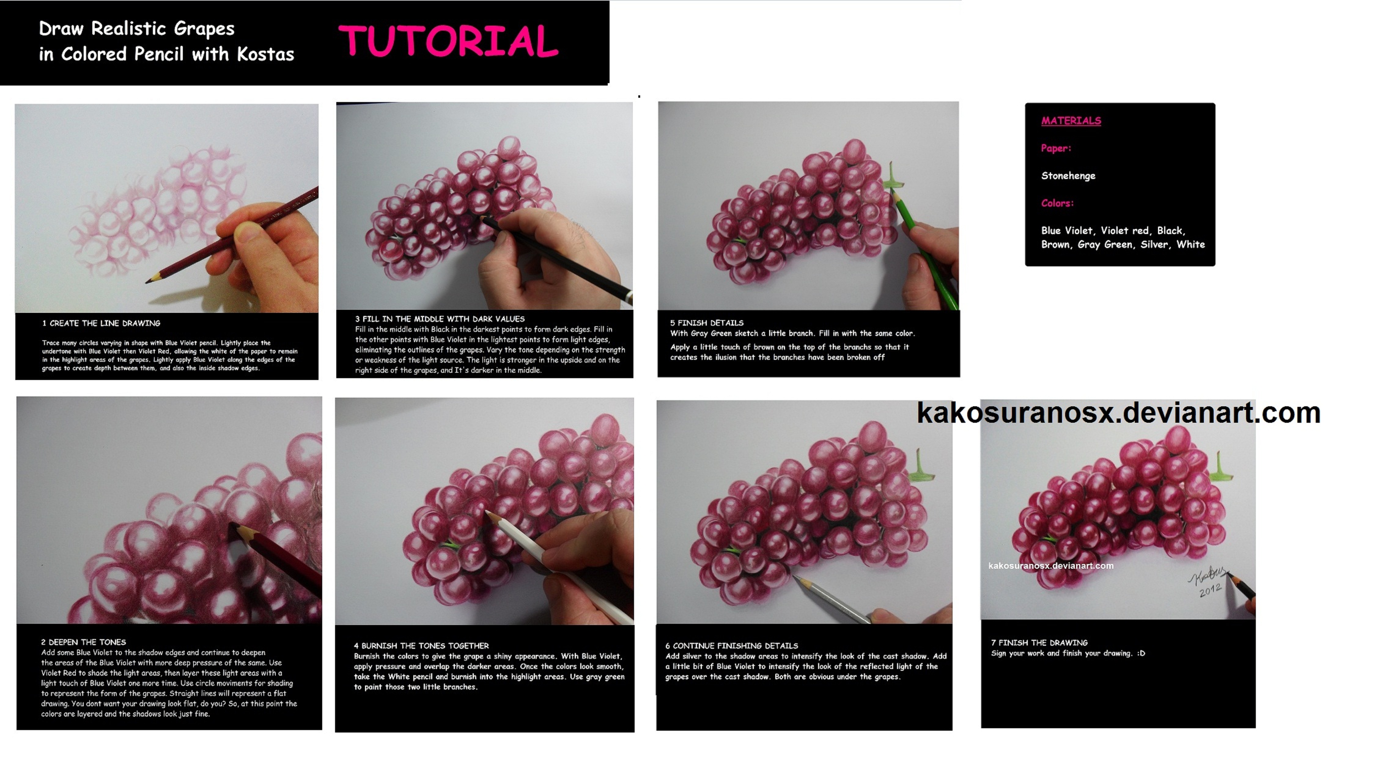 Colored Pencil Drawing Tutorial - Realistic Grapes