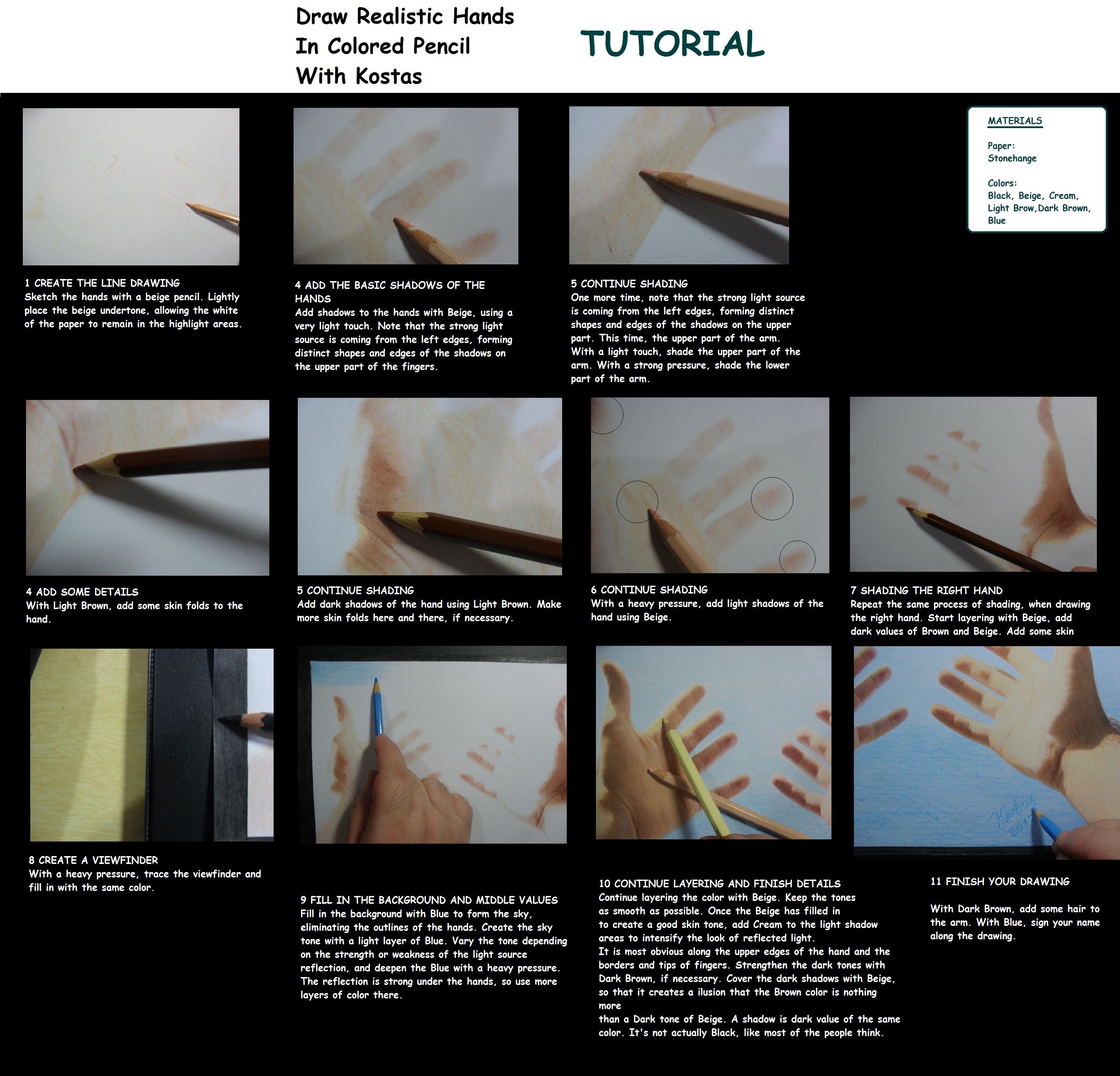 Colored Pencil Drawing Tutorial - Draw Real Hands