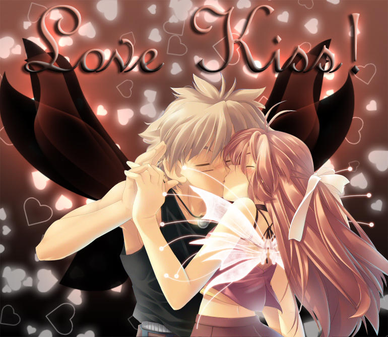Angel and demon, manga, anime, couple, love, HD wallpaper