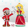 Super Mario and Princess Peach Christmas  fan art.