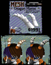 Mesh spiky dragon horns for Second Life