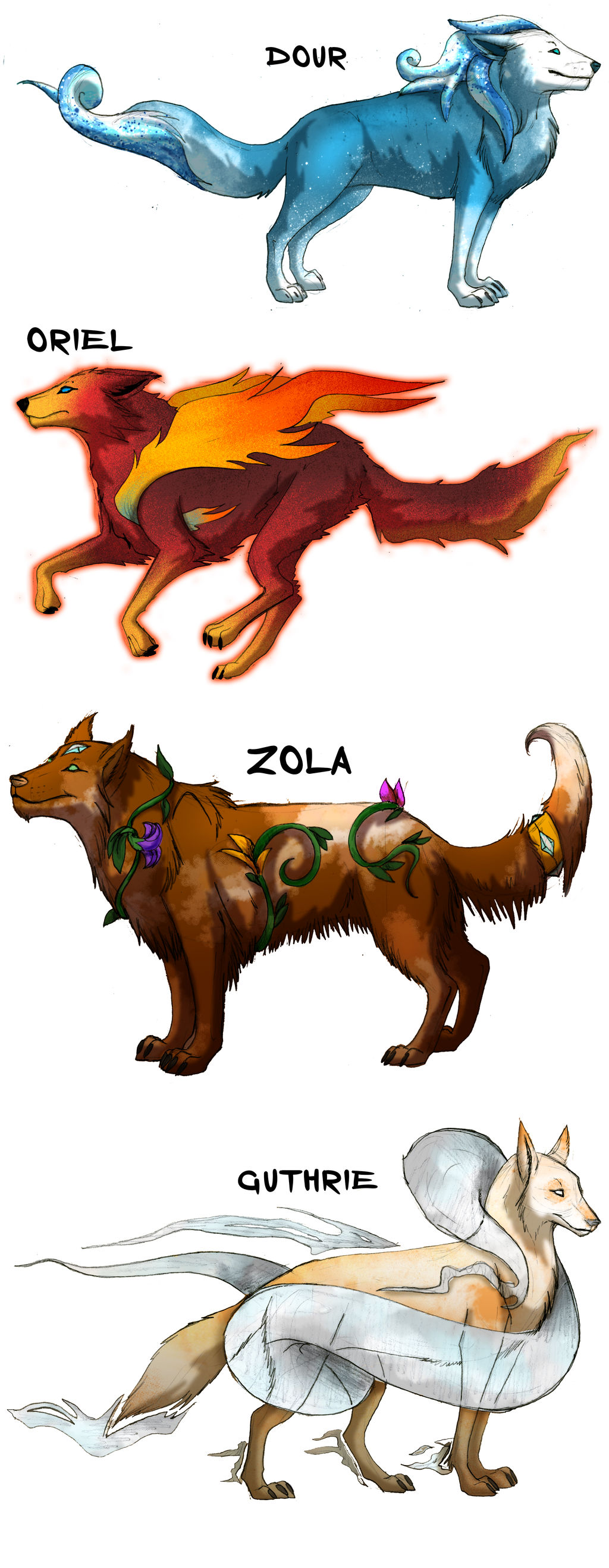 Elemental Wolf Deities by albinoraven666fanart on DeviantArt