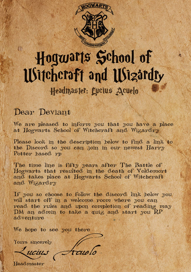 Harry Potter Hogwarts Acceptance Letter · How To Make A Digital