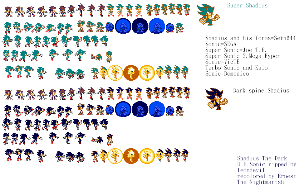 Semi Dark Spine Sonic 4 Sprite Sheet by fnafan88888888 on DeviantArt