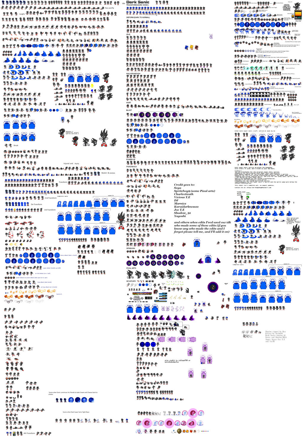 Dark Sonic Ultimate Sprites Sheet by Phantom644 on DeviantArt