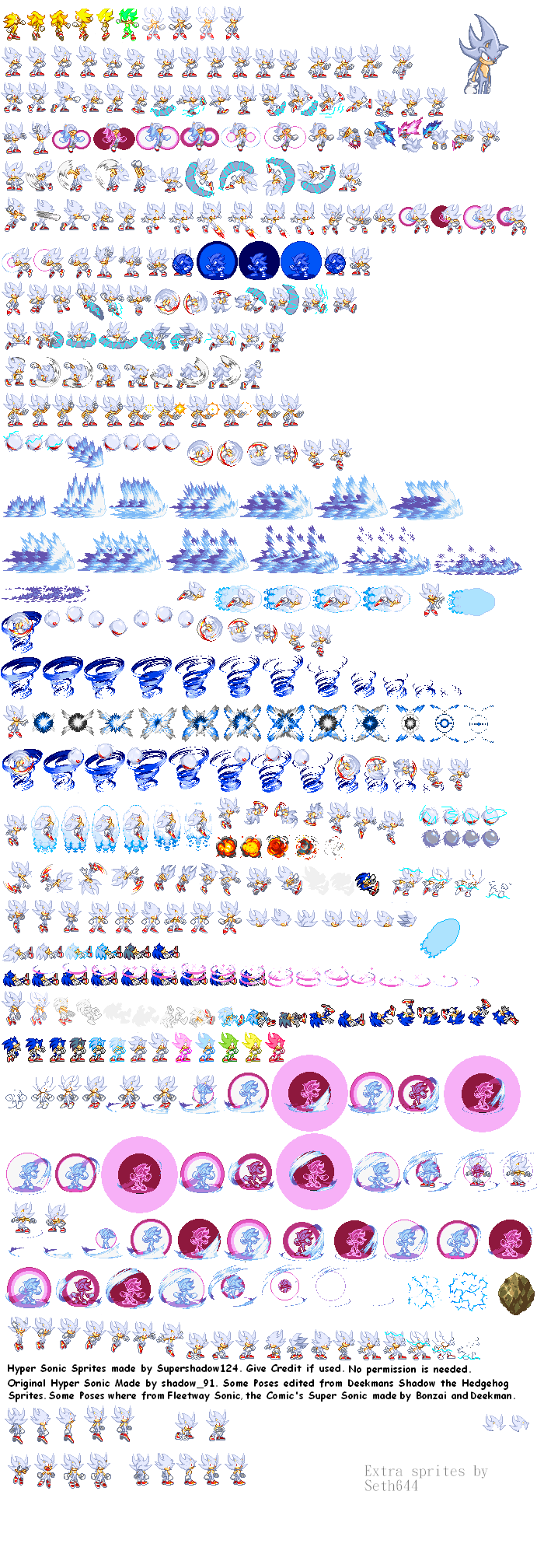 Super Hyper Sonic Sprite Sheet (Sonic X) by TheKnucklesMainG4 on DeviantArt