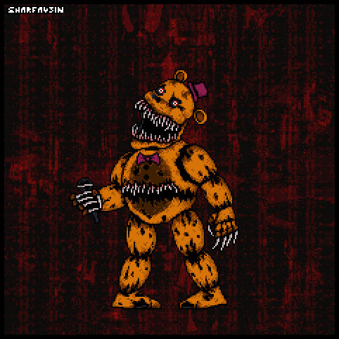 Nightmare fredbear pixel art